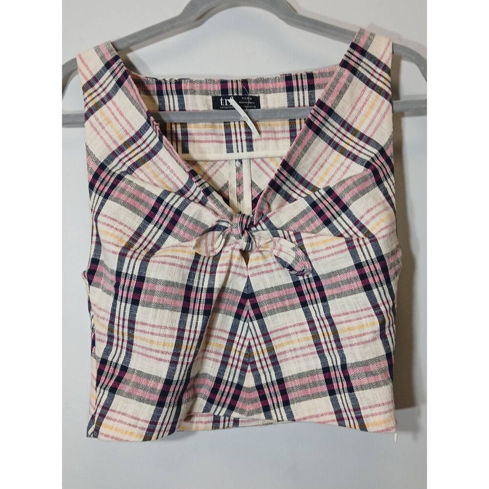 Zara collection womens small boxy shirt pink cream spring summer blouse top